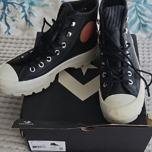 Converse Black High-Top Platform Sneakers with Cream Sole